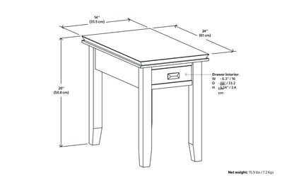 Russet Brown | Artisan 14 inch Narrow Side Table (Set of 2)