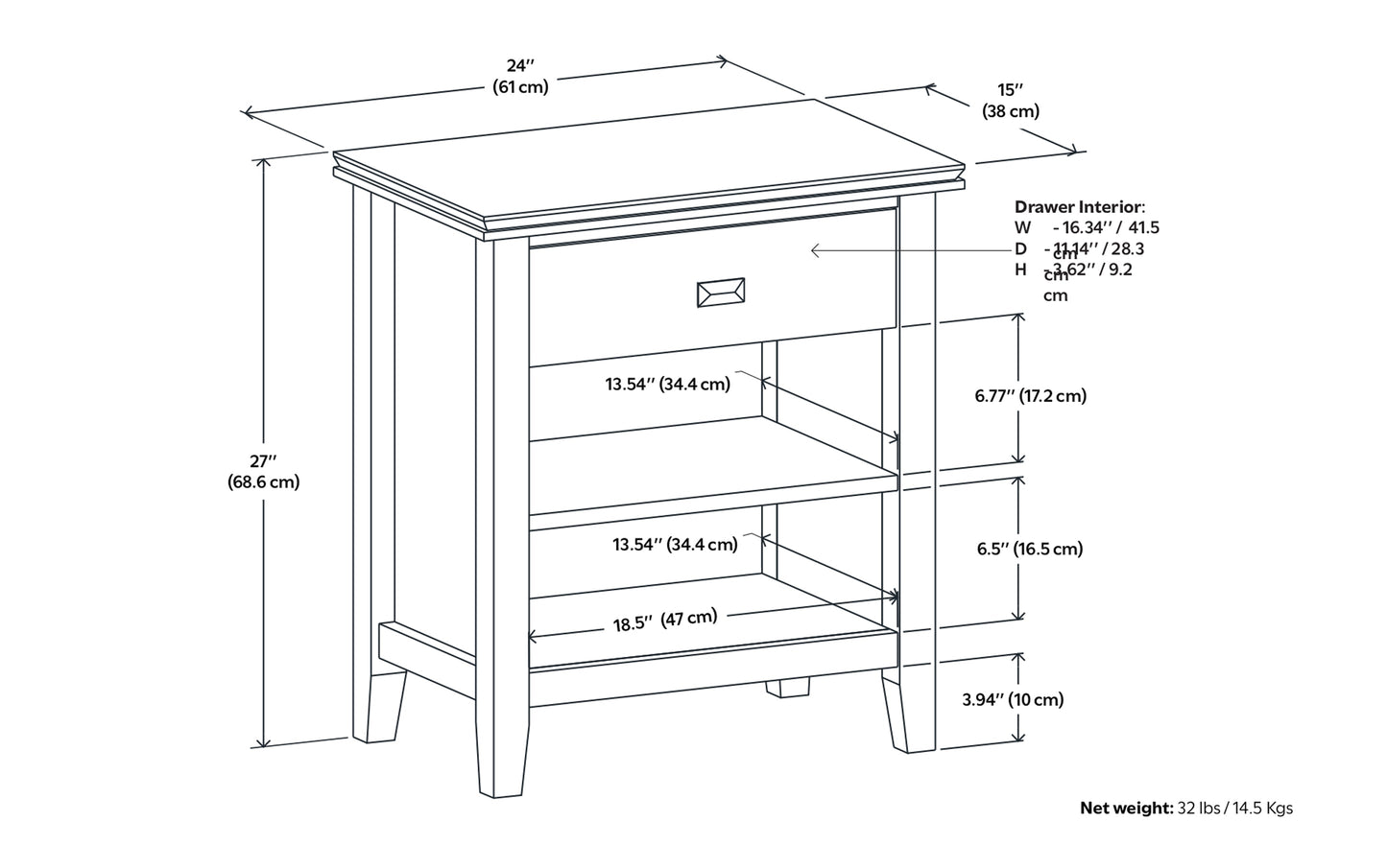 Rustic Natural Aged Brown | Artisan 24 inch Night Stand (Set of 2)