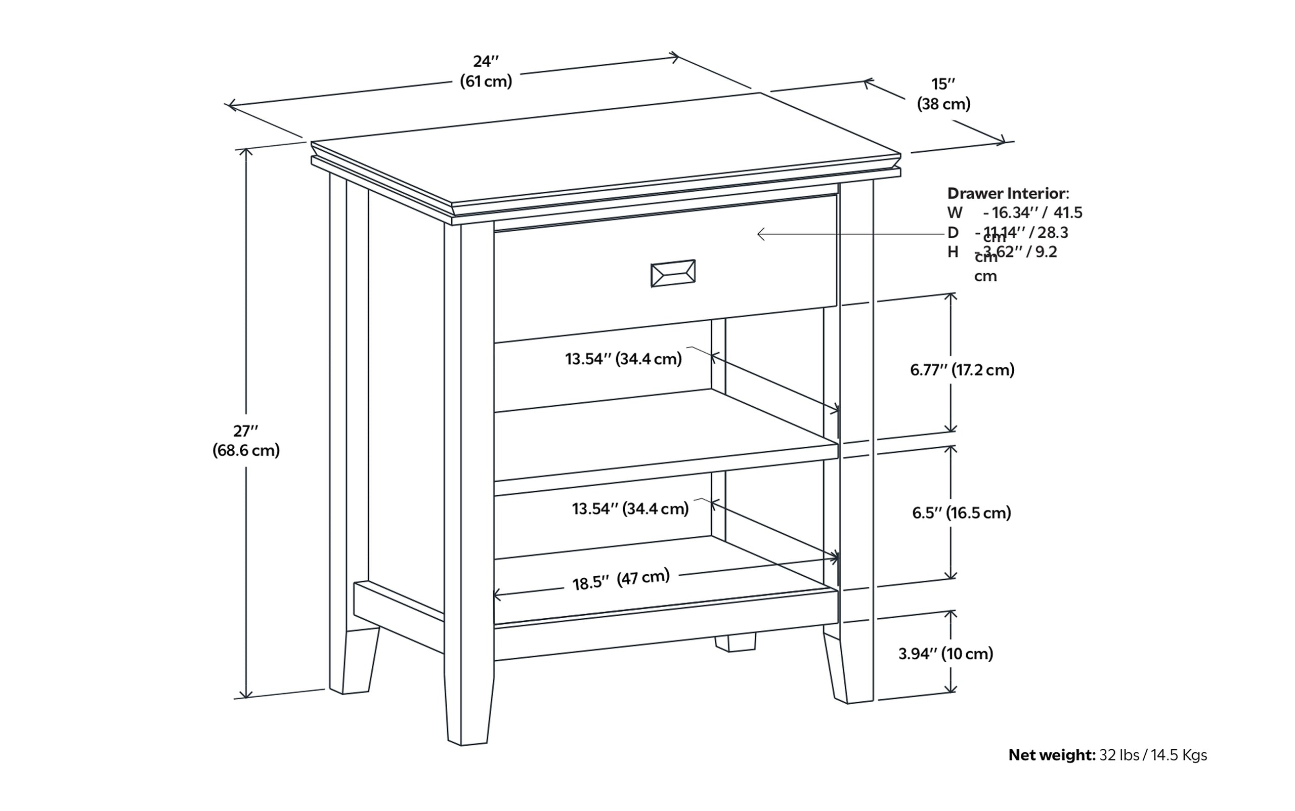 Russet Brown | Artisan 24 inch Night Stand (Set of 2)