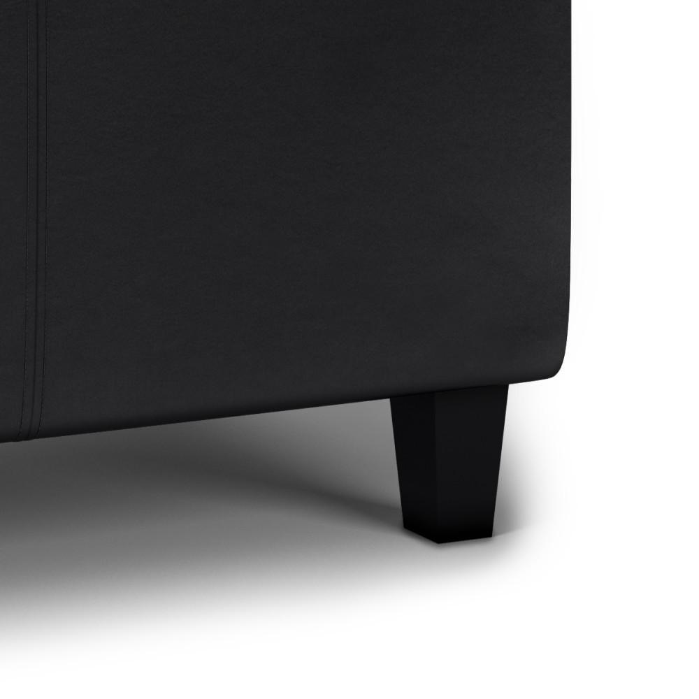 Midnight Black Vegan Leather | Avalon Tray Storage Ottoman with Lift Up Lids