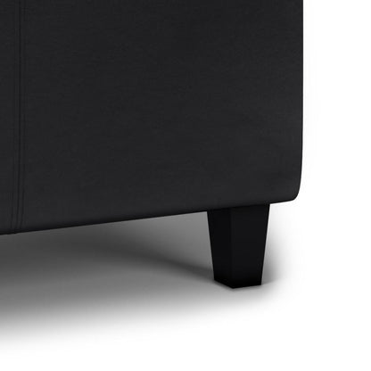Midnight Black Vegan Leather | Avalon Tray Storage Ottoman with Lift Up Lids