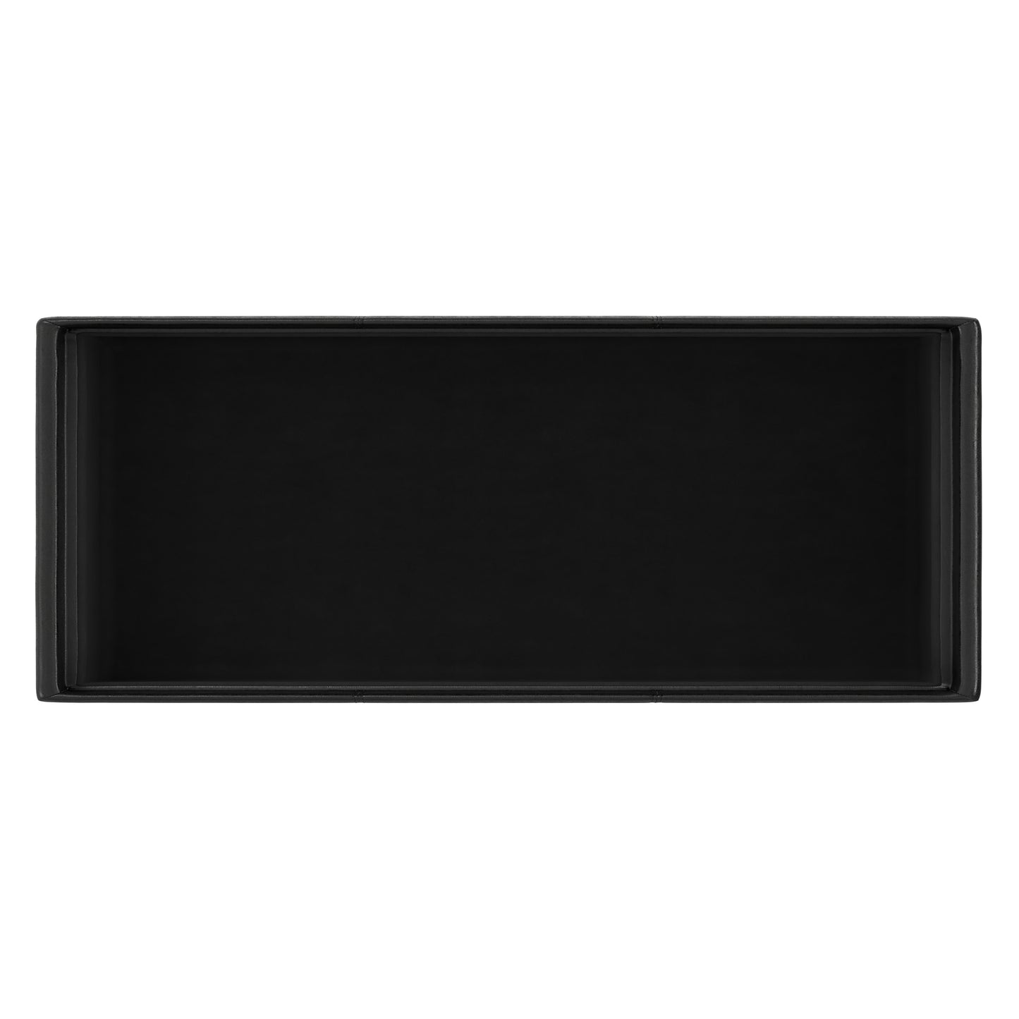 Distressed Black Distressed Vegan Leather | Avalon 3 Trays Ottoman in Distressed Vegan Leather