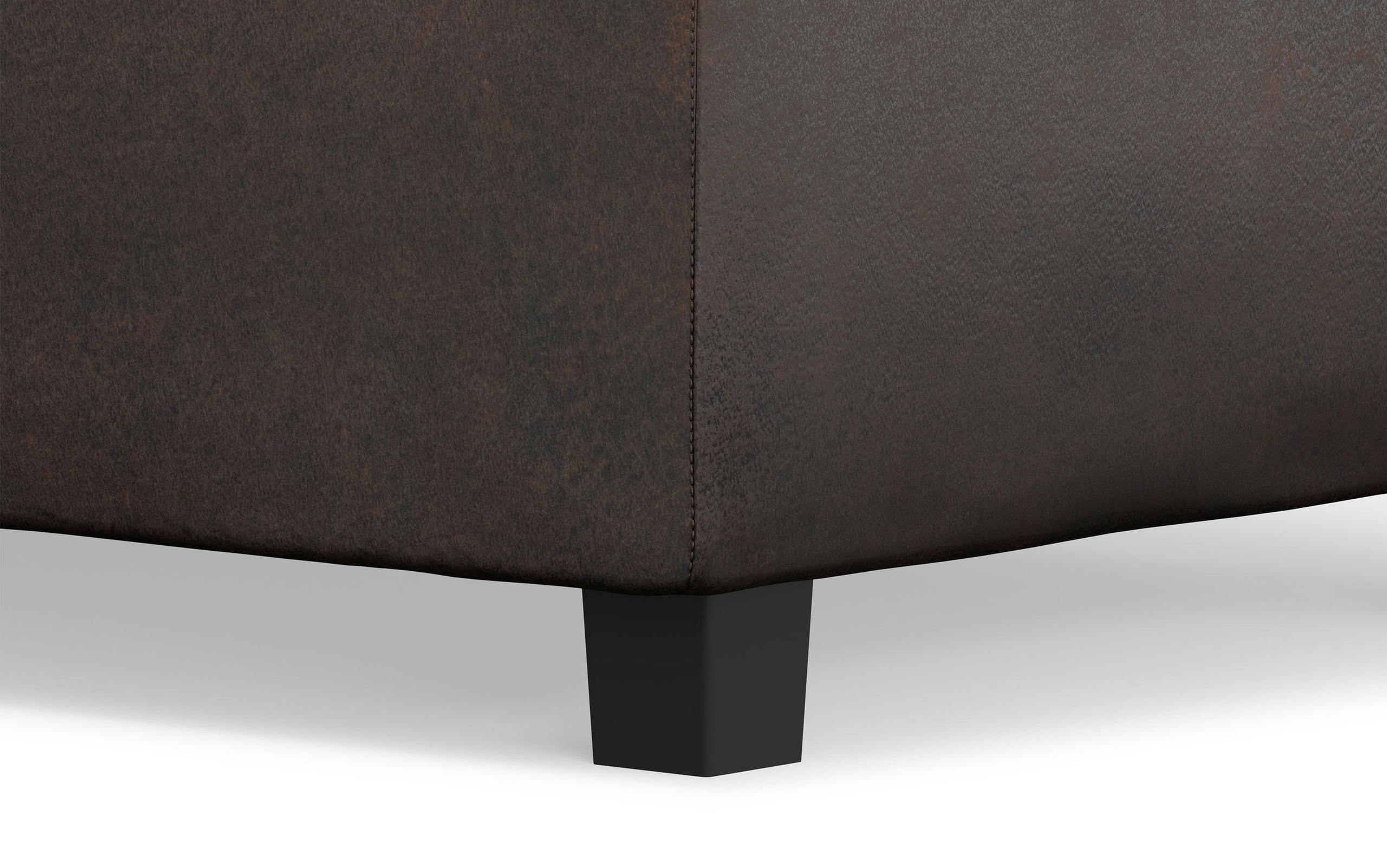 Distressed Brown Distressed Vegan Leather | Avalon Linen Look Storage Ottoman with Three Trays