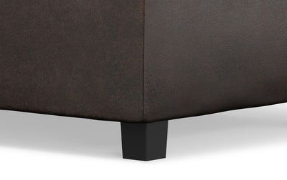 Distressed Brown Distressed Vegan Leather | Avalon Linen Look Storage Ottoman with Three Trays