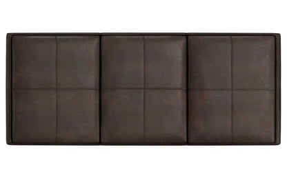 Distressed Brown Distressed Vegan Leather | Avalon Linen Look Storage Ottoman with Three Trays