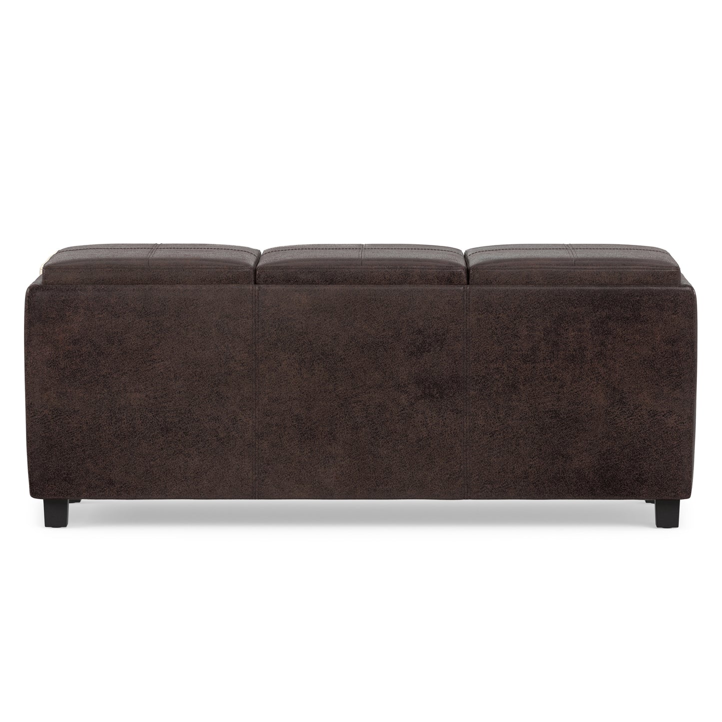 Distressed Brown Taupe Distressed Vegan Leather | Avalon 3 Trays Ottoman in Distressed Vegan Leather