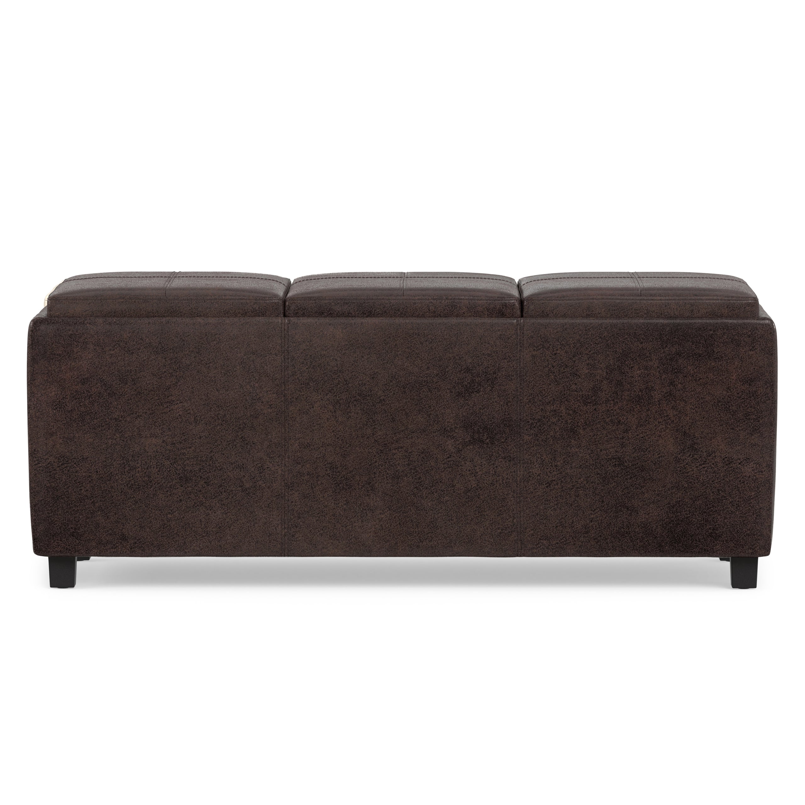 Distressed Brown Taupe Distressed Vegan Leather | Avalon 3 Trays Ottoman in Distressed Vegan Leather