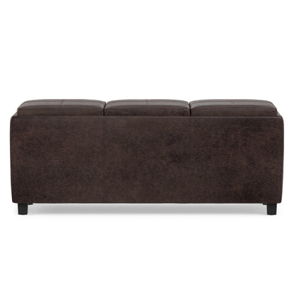 Distressed Brown Taupe Distressed Vegan Leather | Avalon 3 Trays Ottoman in Distressed Vegan Leather