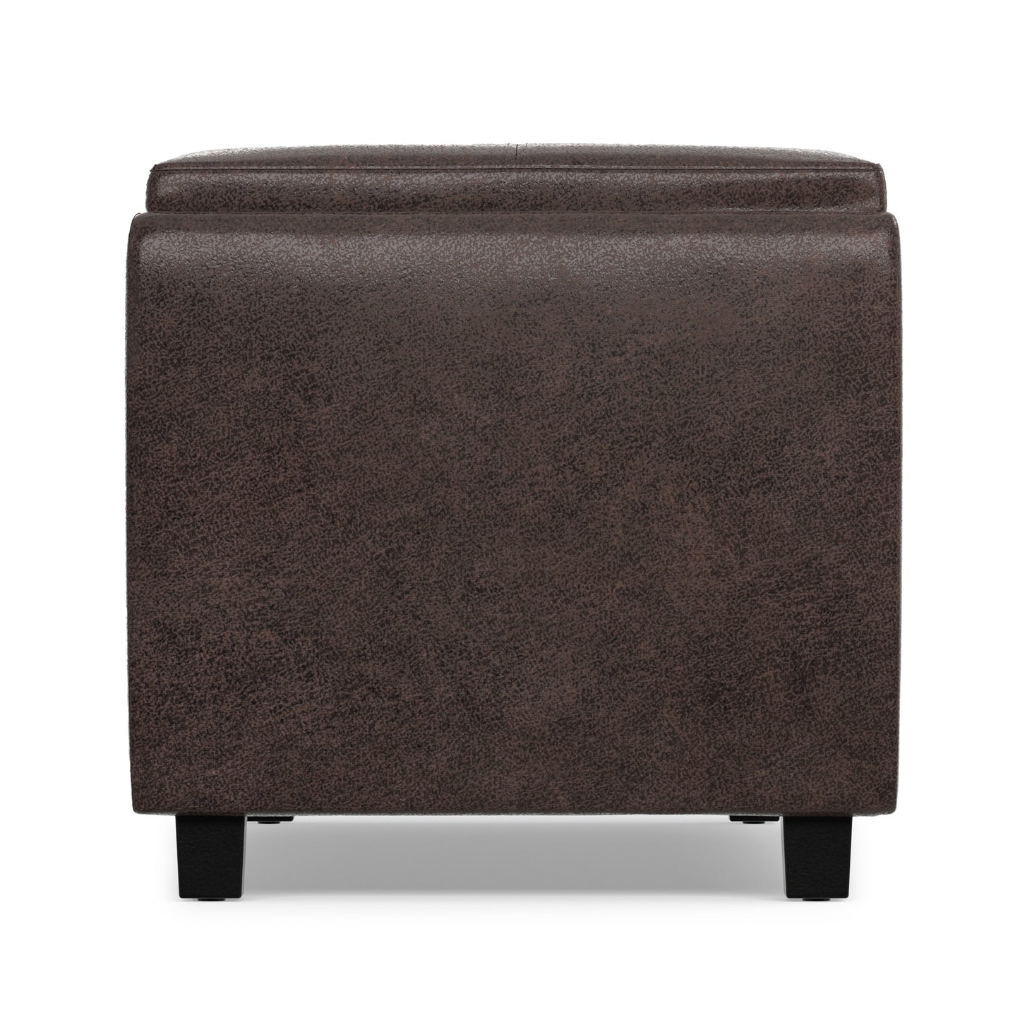 Distressed Brown Taupe Distressed Vegan Leather | Avalon 3 Trays Ottoman in Distressed Vegan Leather