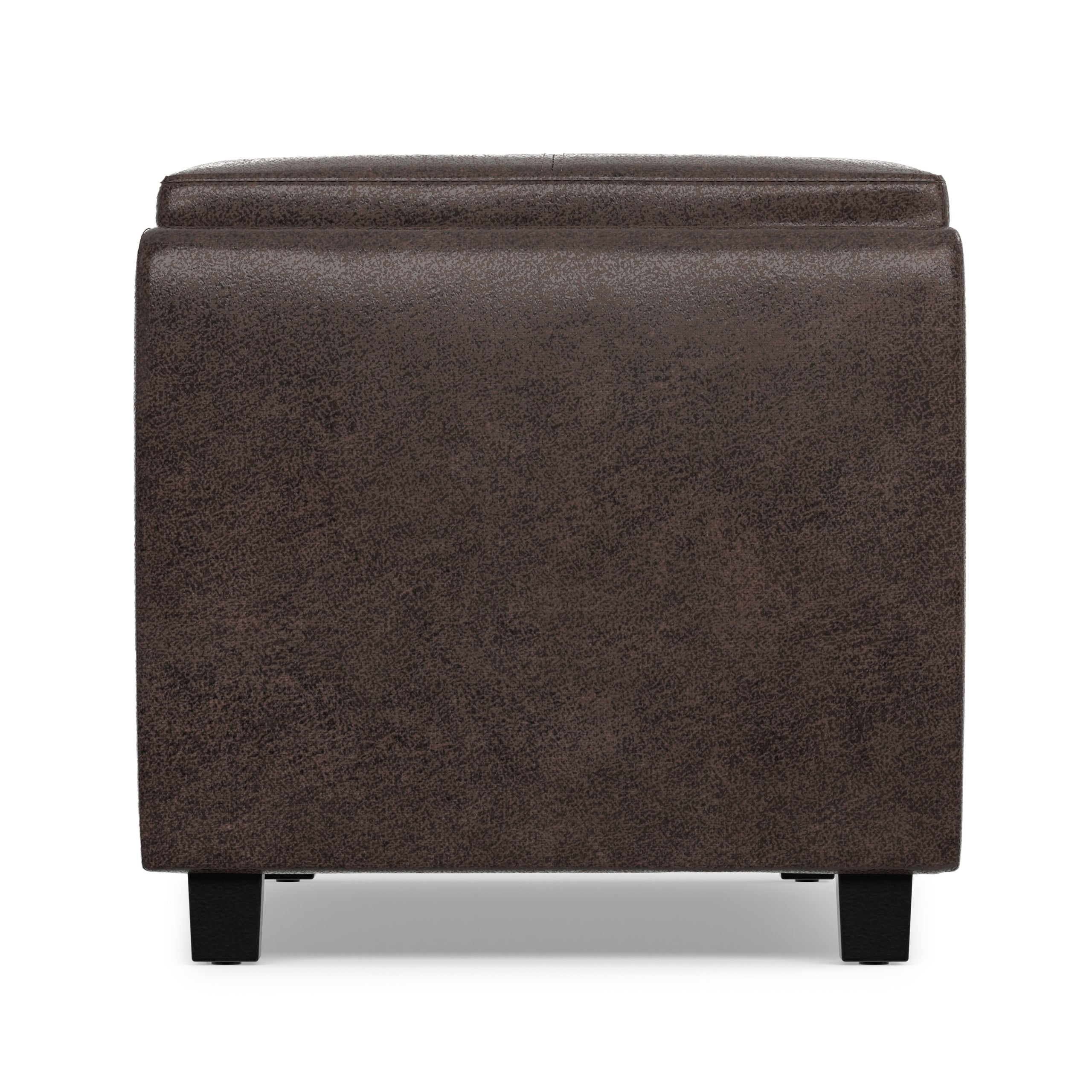 Distressed Brown Taupe Distressed Vegan Leather | Avalon 3 Trays Ottoman in Distressed Vegan Leather