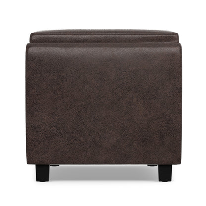 Distressed Brown Taupe Distressed Vegan Leather | Avalon 3 Trays Ottoman in Distressed Vegan Leather