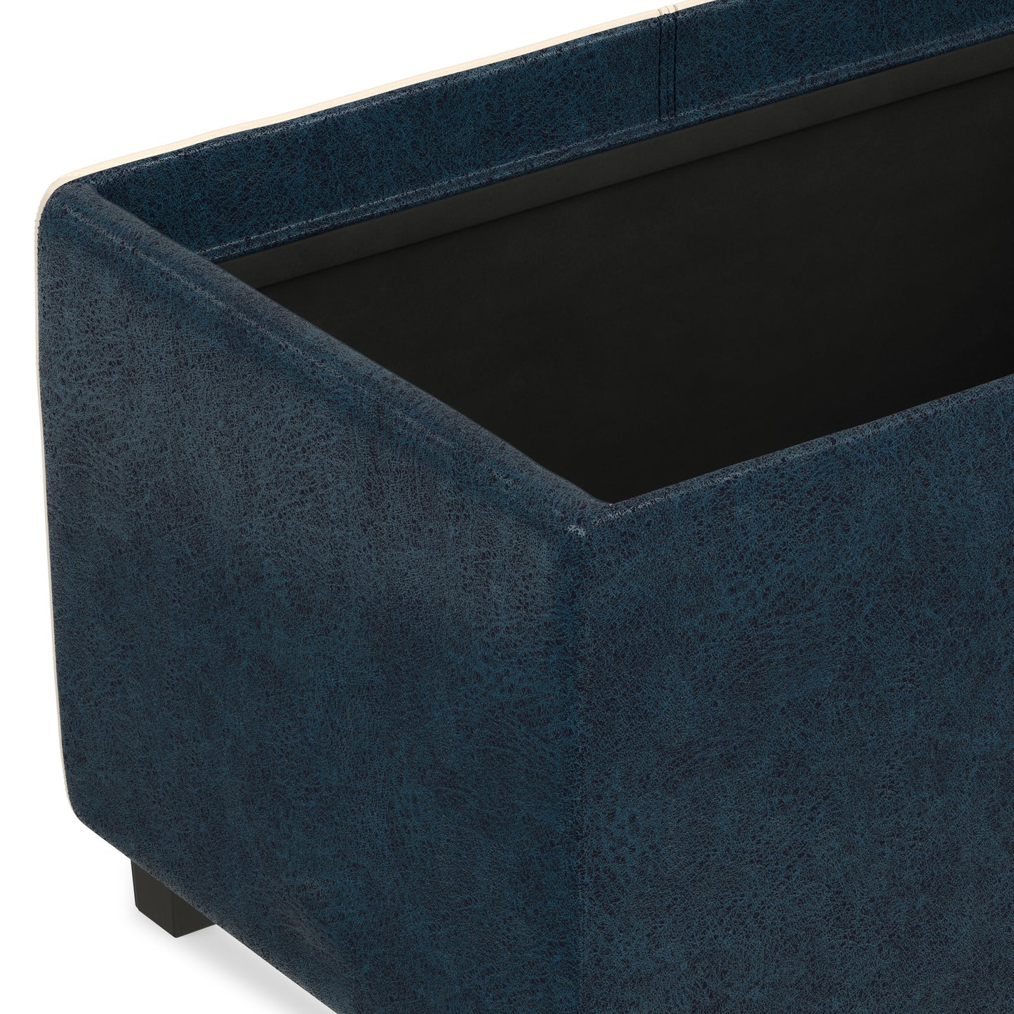 Distressed Dark Blue Distressed Vegan Leather | Avalon 3 Trays Ottoman in Distressed Vegan Leather
