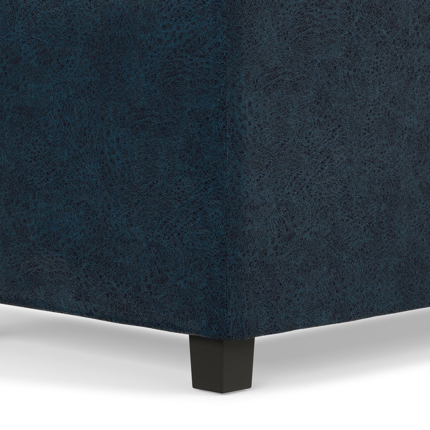 Distressed Dark Blue Distressed Vegan Leather | Avalon 3 Trays Ottoman in Distressed Vegan Leather