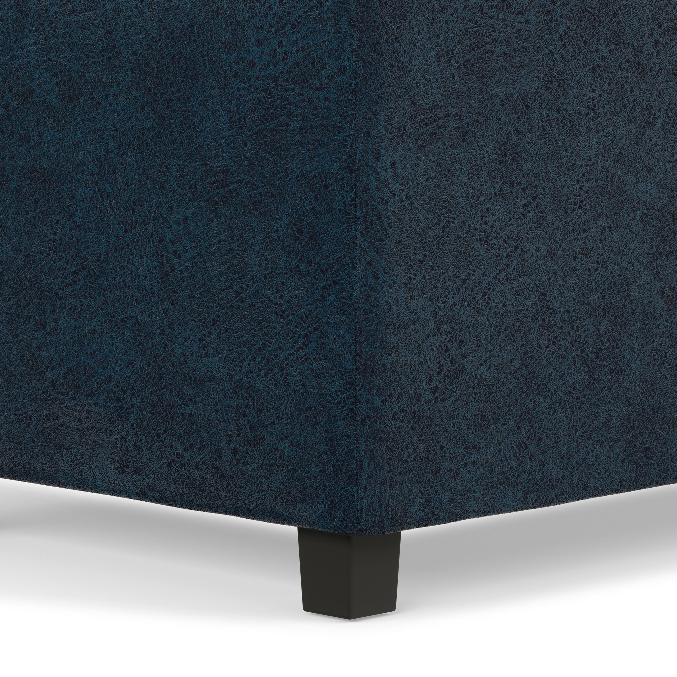 Distressed Dark Blue Distressed Vegan Leather | Avalon 3 Trays Ottoman in Distressed Vegan Leather