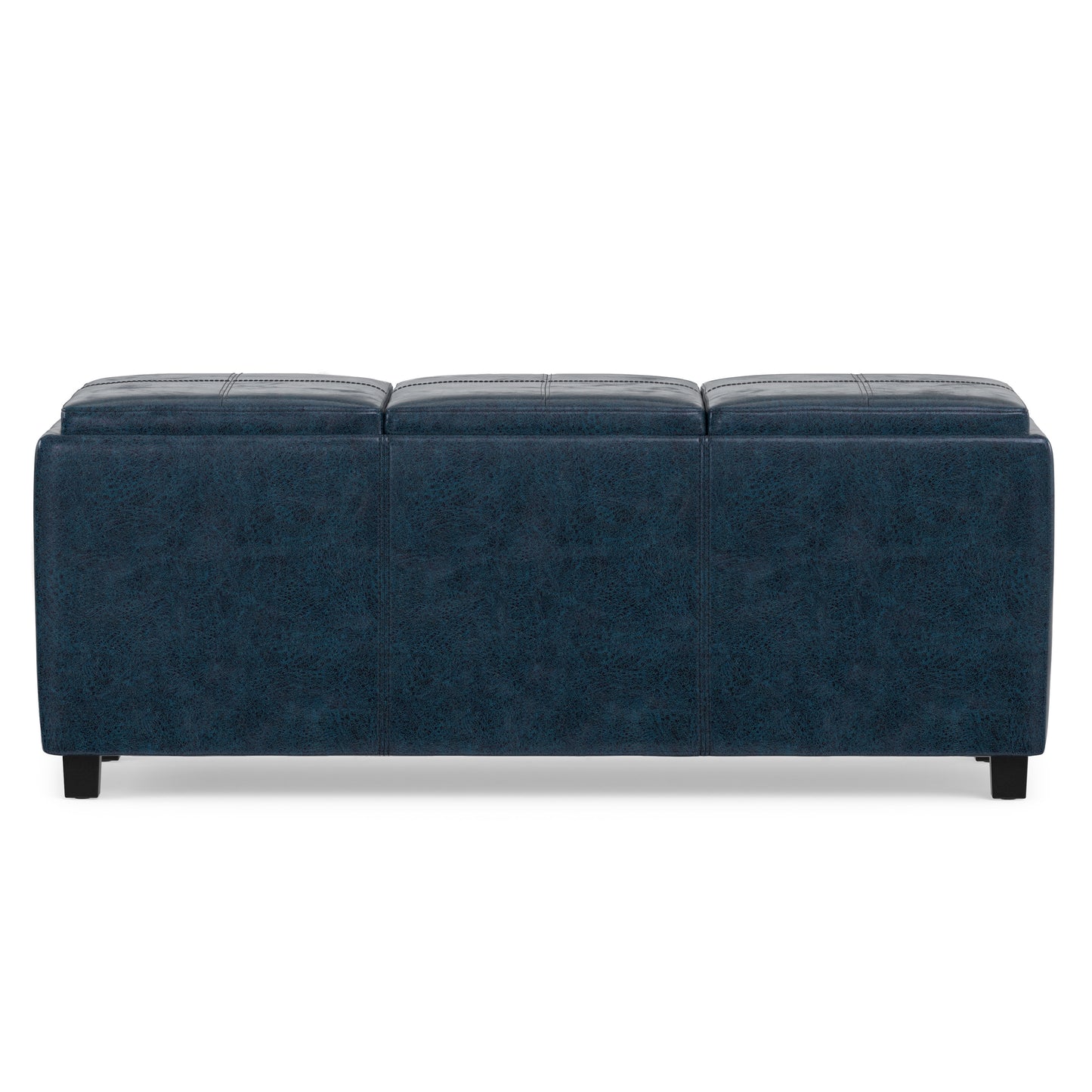 Distressed Dark Blue Distressed Vegan Leather | Avalon 3 Trays Ottoman in Distressed Vegan Leather