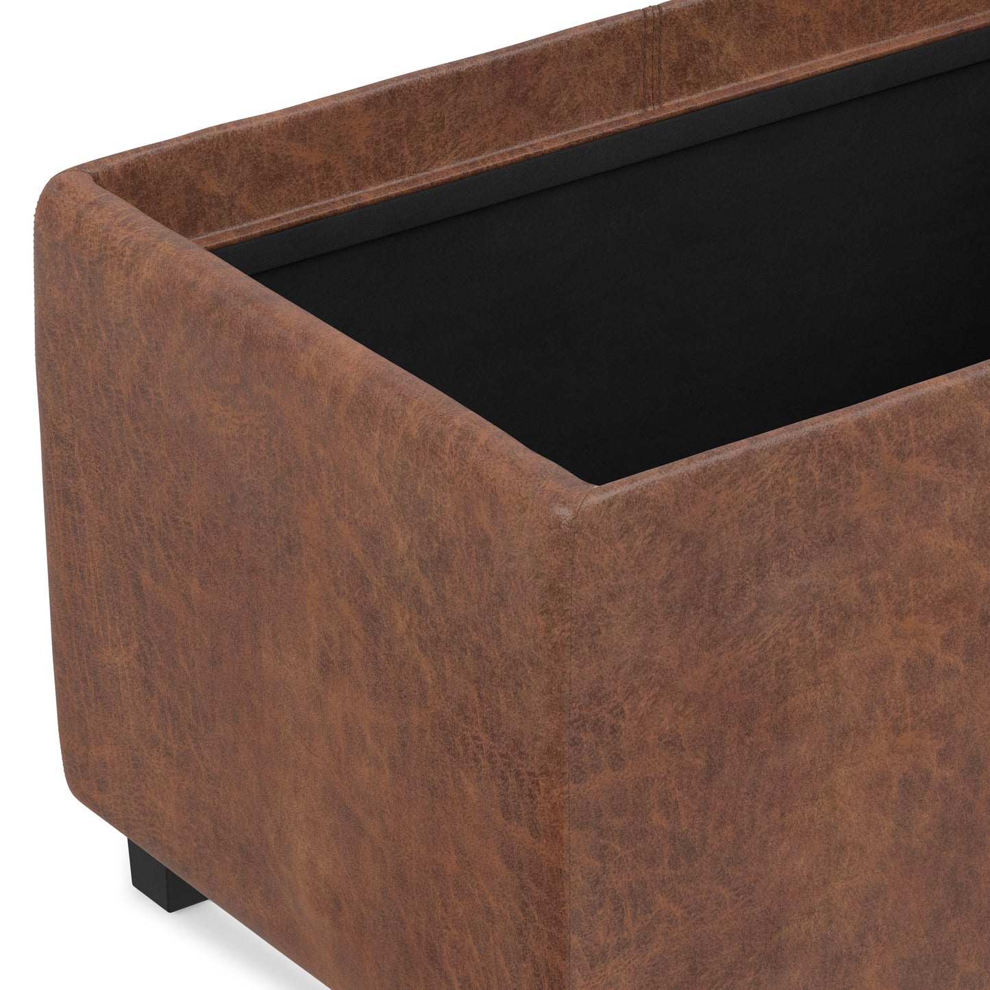 Distressed Saddle Brown Distressed Vegan Leather | Avalon 3 Trays Ottoman in Distressed Vegan Leather