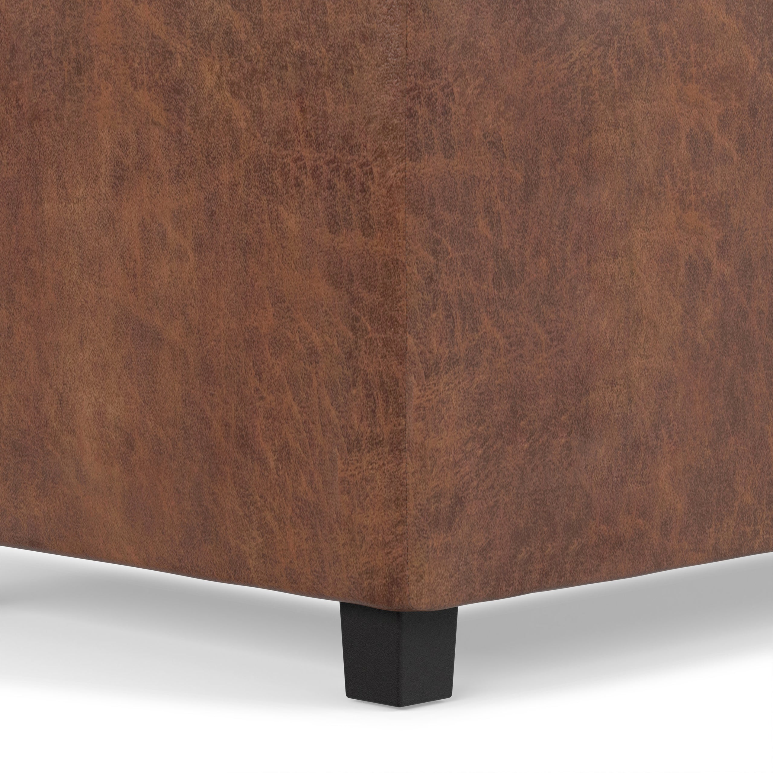 Distressed Saddle Brown Distressed Vegan Leather | Avalon 3 Trays Ottoman in Distressed Vegan Leather