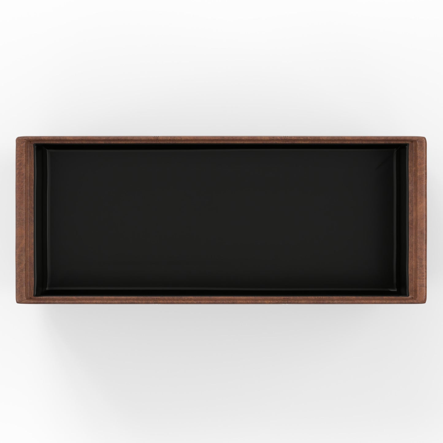 Distressed Saddle Brown Distressed Vegan Leather | Avalon 3 Trays Ottoman in Distressed Vegan Leather