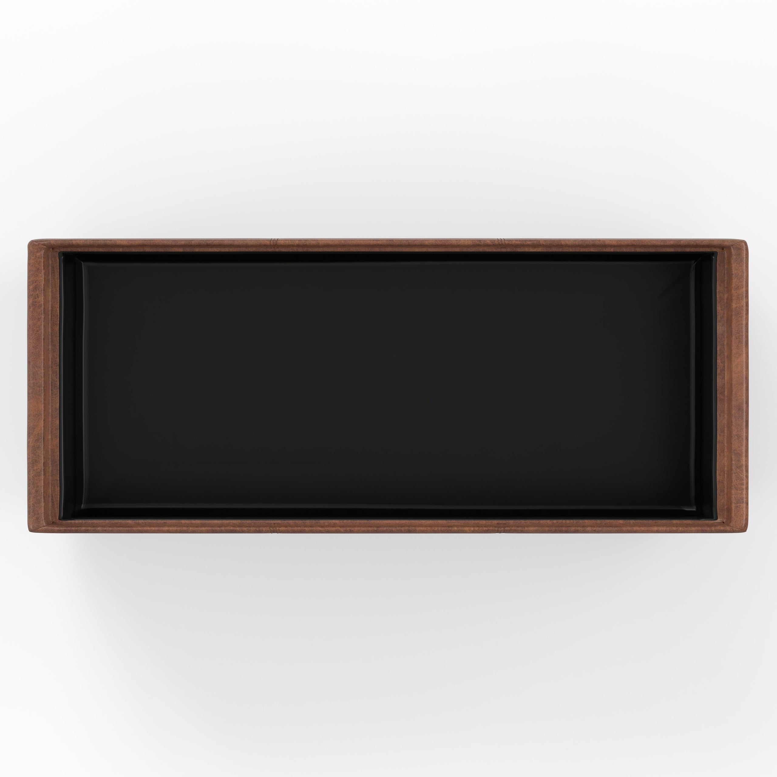 Distressed Saddle Brown Distressed Vegan Leather | Avalon 3 Trays Ottoman in Distressed Vegan Leather