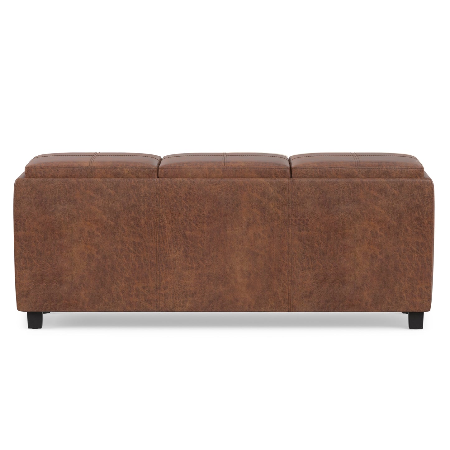 Distressed Saddle Brown Distressed Vegan Leather | Avalon 3 Trays Ottoman in Distressed Vegan Leather