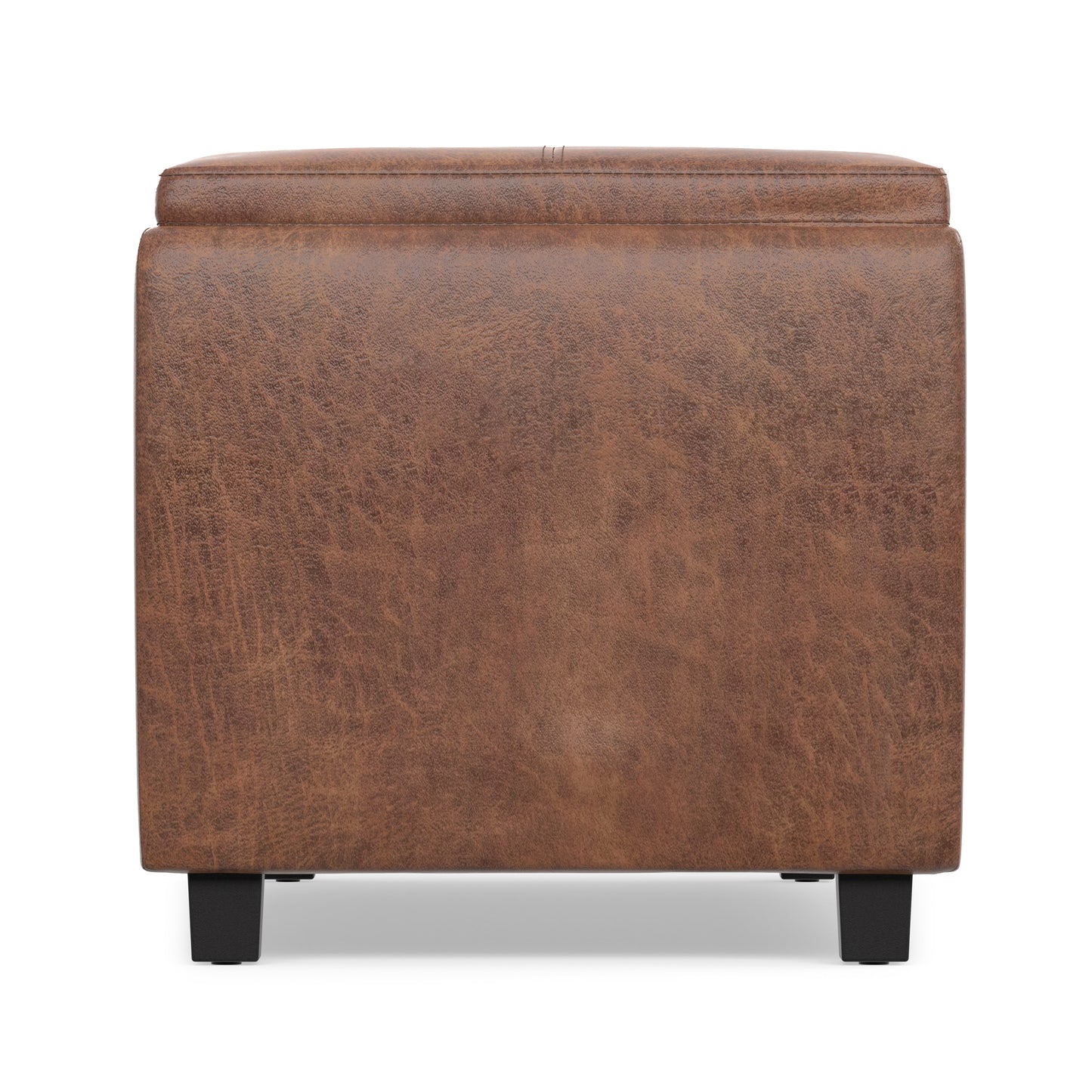 Distressed Saddle Brown Distressed Vegan Leather | Avalon 3 Trays Ottoman in Distressed Vegan Leather