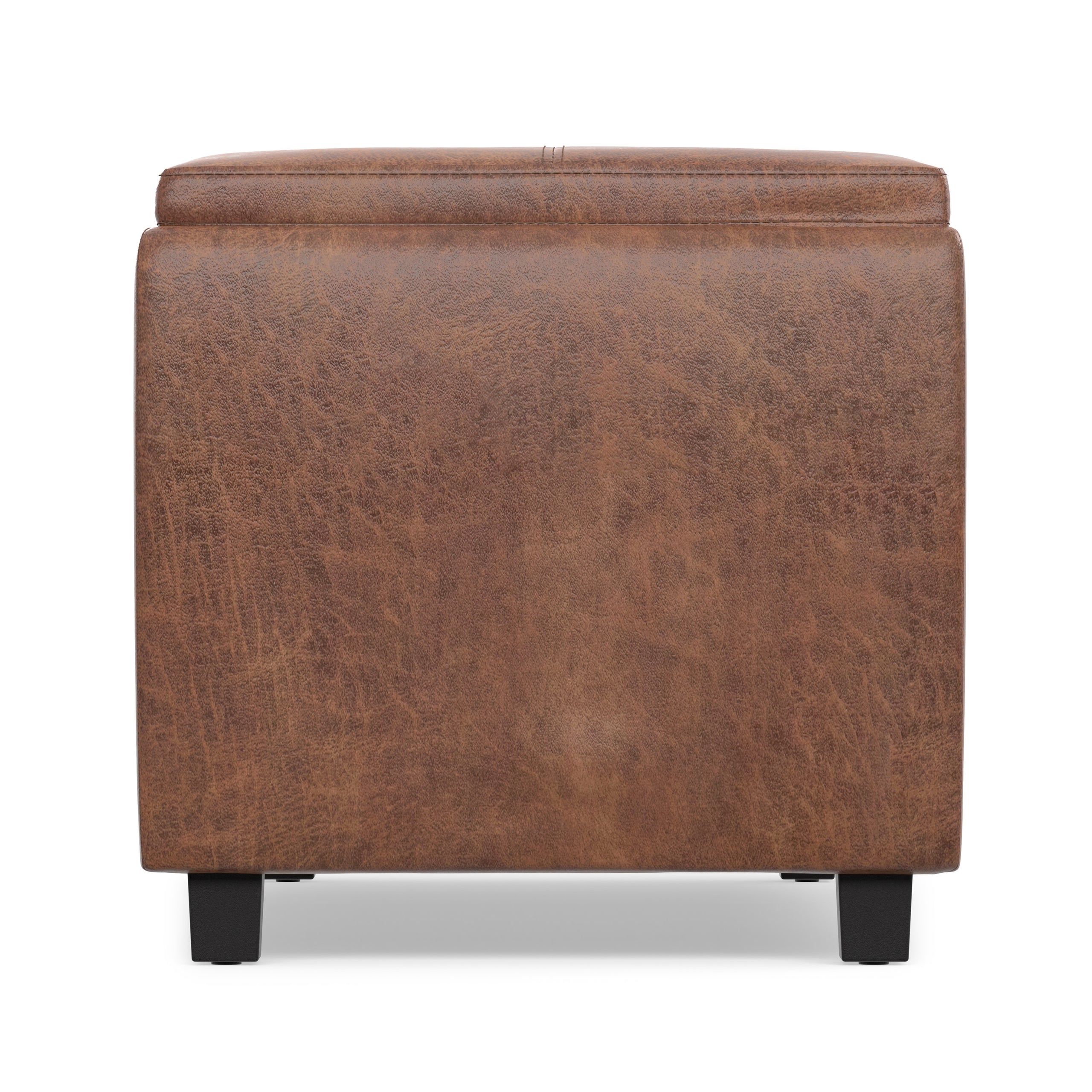 Distressed Saddle Brown Distressed Vegan Leather | Avalon 3 Trays Ottoman in Distressed Vegan Leather