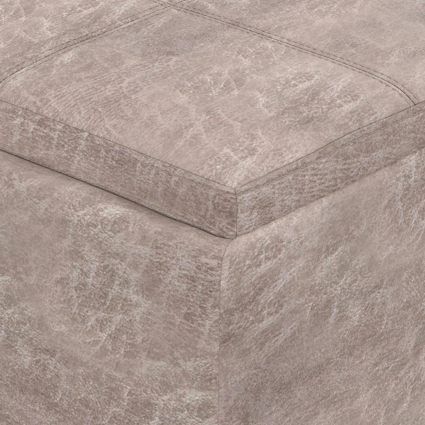 Distressed Grey Taupe Distressed Vegan Leather | Avalon 3 Trays Ottoman in Distressed Vegan Leather