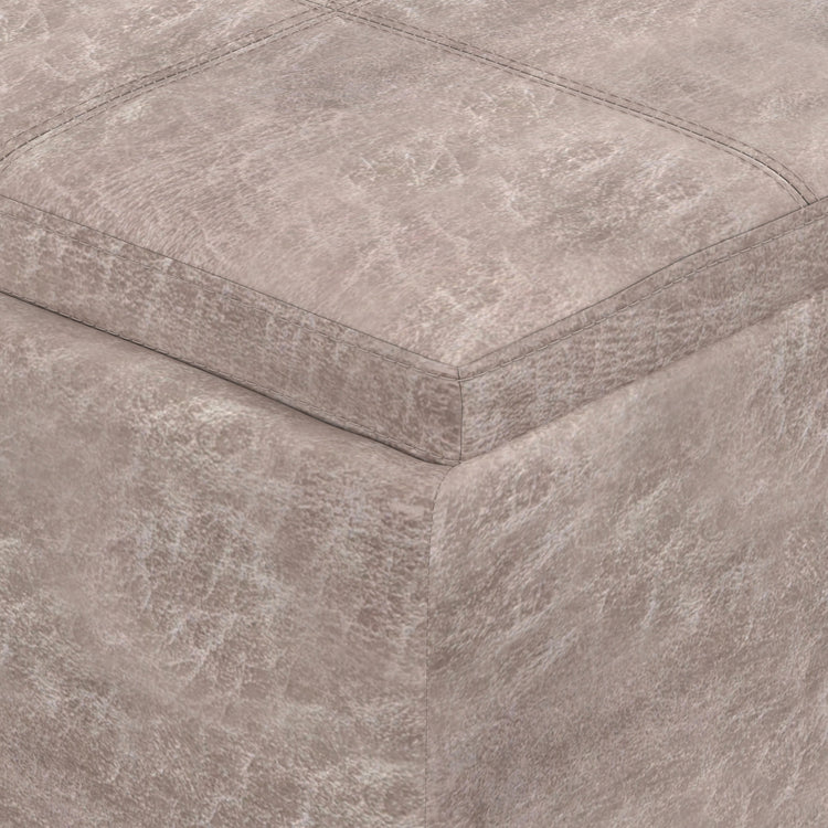 Distressed Grey Taupe Distressed Vegan Leather | Avalon 3 Trays Ottoman in Distressed Vegan Leather
