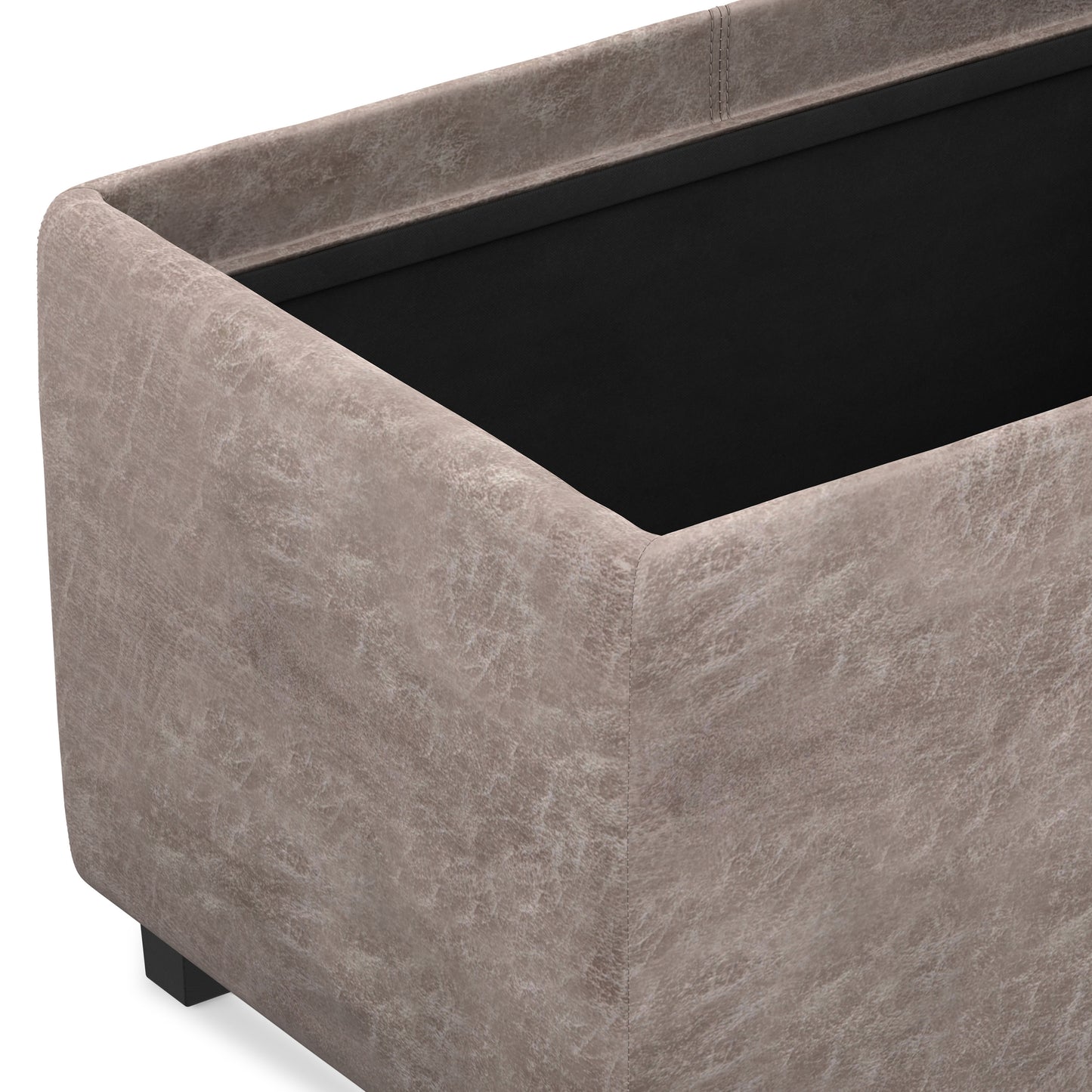 Distressed Grey Taupe Distressed Vegan Leather | Avalon 3 Trays Ottoman in Distressed Vegan Leather