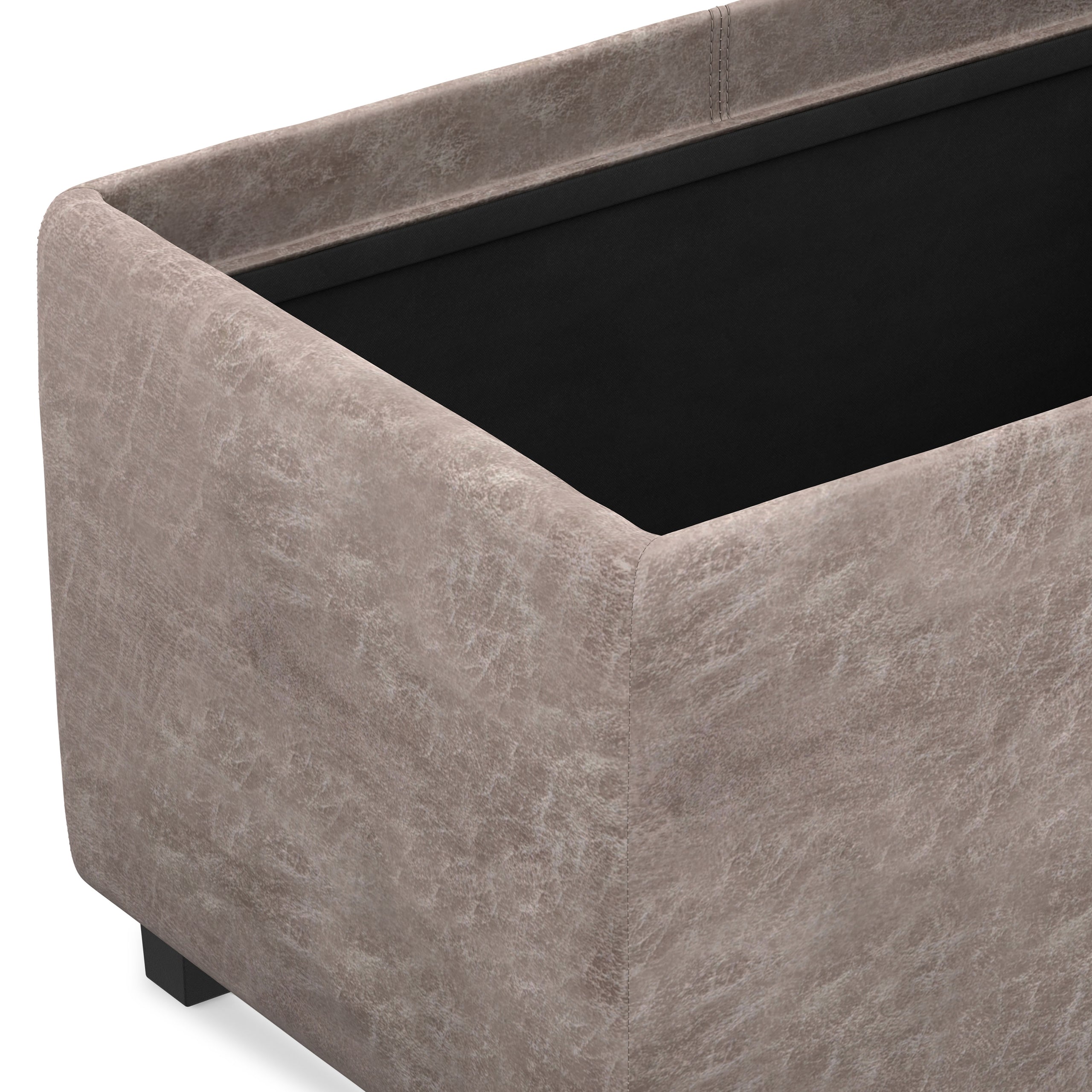 Distressed Grey Taupe Distressed Vegan Leather | Avalon 3 Trays Ottoman in Distressed Vegan Leather