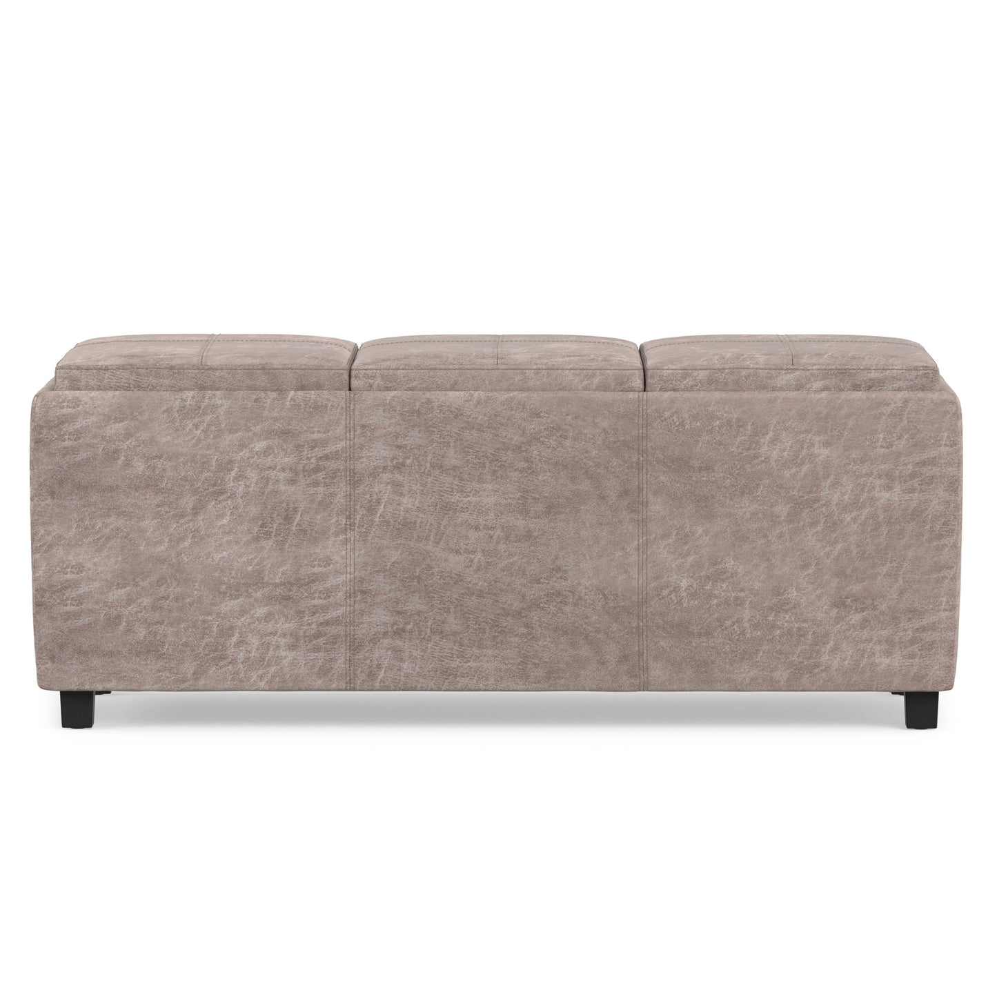 Distressed Grey Taupe Distressed Vegan Leather | Avalon 3 Trays Ottoman in Distressed Vegan Leather