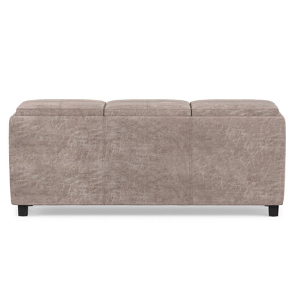 Distressed Grey Taupe Distressed Vegan Leather | Avalon 3 Trays Ottoman in Distressed Vegan Leather