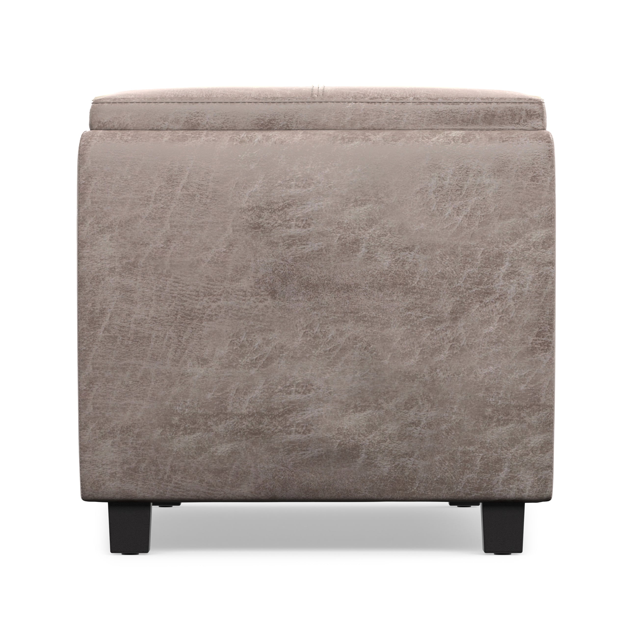 Distressed Grey Taupe Distressed Vegan Leather | Avalon 3 Trays Ottoman in Distressed Vegan Leather