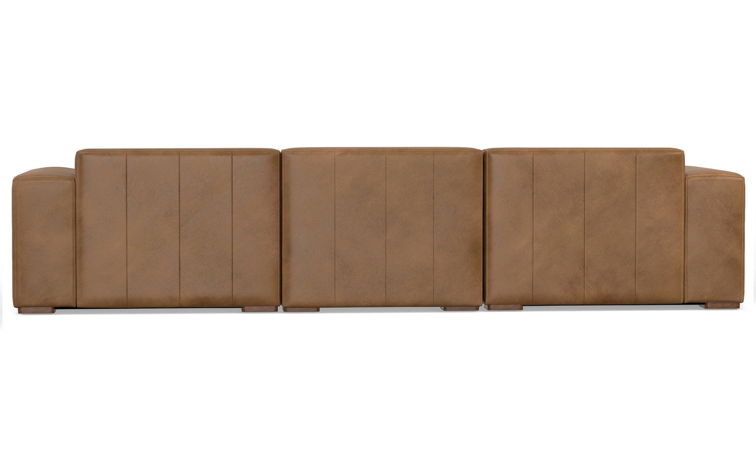 Caramel Brown Genuine Leather | Rex 2 Seater Sofa and Left Chaise in Genuine Leather