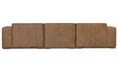 Caramel Brown Genuine Leather | Rex 2 Seater Sofa and Left Chaise in Genuine Leather