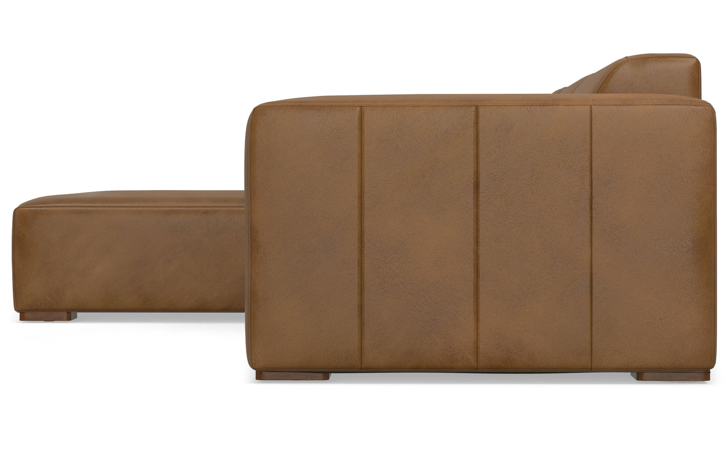 Caramel Brown Genuine Leather | Rex 2 Seater Sofa and Left Chaise in Genuine Leather
