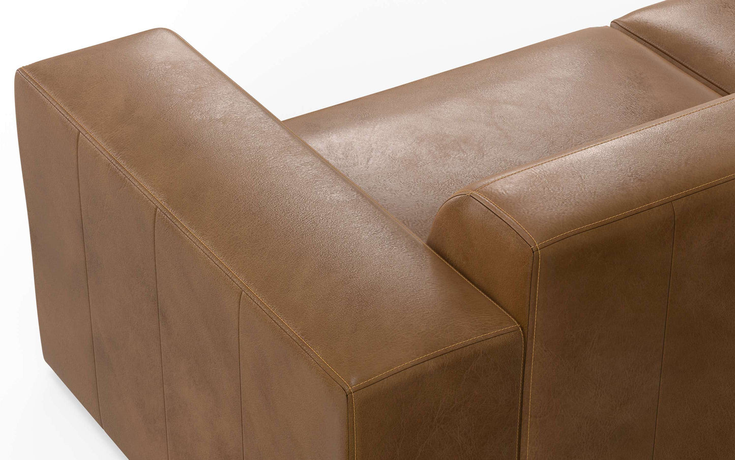 Caramel Brown Genuine Leather | Rex 2 Seater Sofa and Left Chaise in Genuine Leather