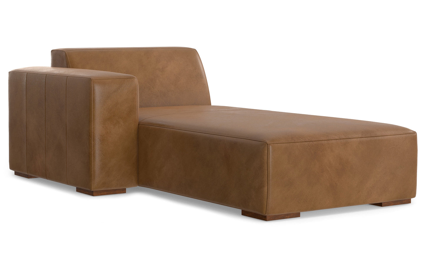 Caramel Brown Genuine Leather | Rex 2 Seater Sofa and Left Chaise in Genuine Leather