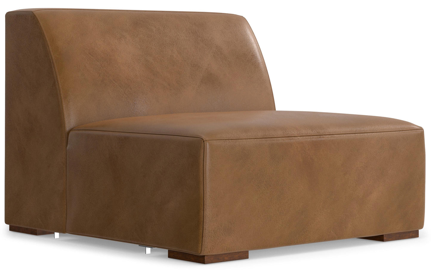 Caramel Brown Genuine Leather | Rex 2 Seater Sofa and Left Chaise in Genuine Leather