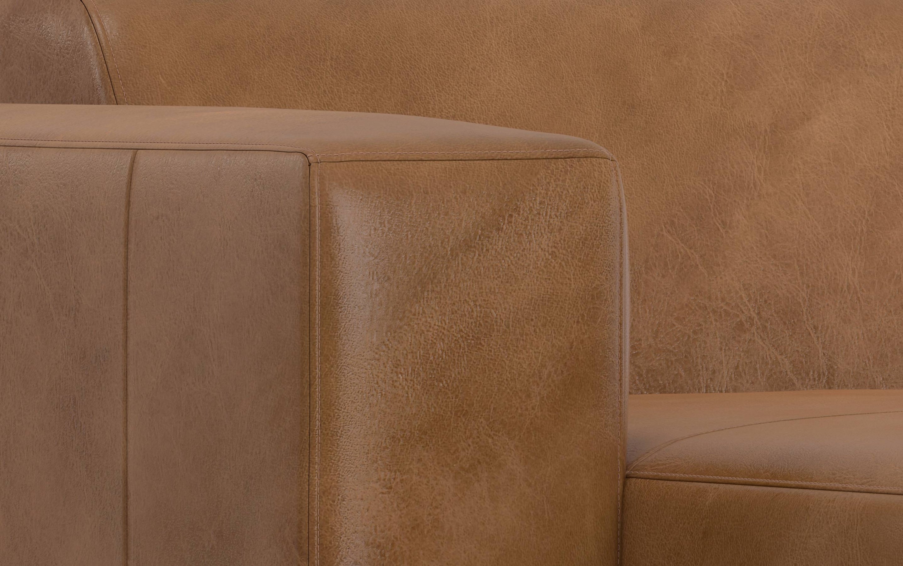 Caramel Brown Genuine Leather | Rex 2 Seater Sofa and Left Chaise in Genuine Leather