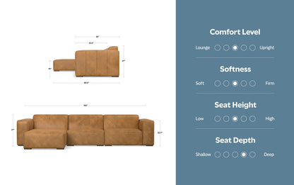 Sienna Genuine Leather | Rex 2 Seater Sofa and Left Chaise in Genuine Leather