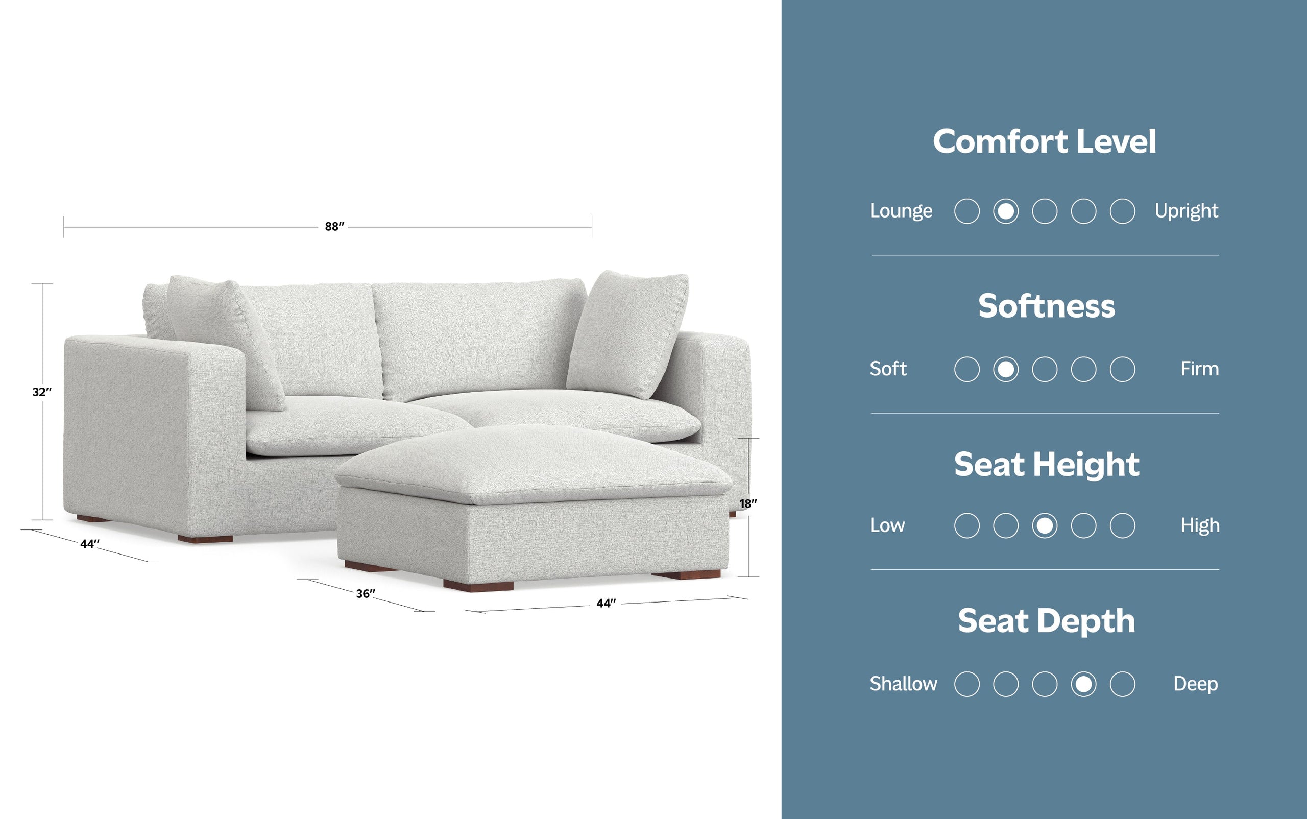 Jasmine 2 Seater Sofa and Ottoman