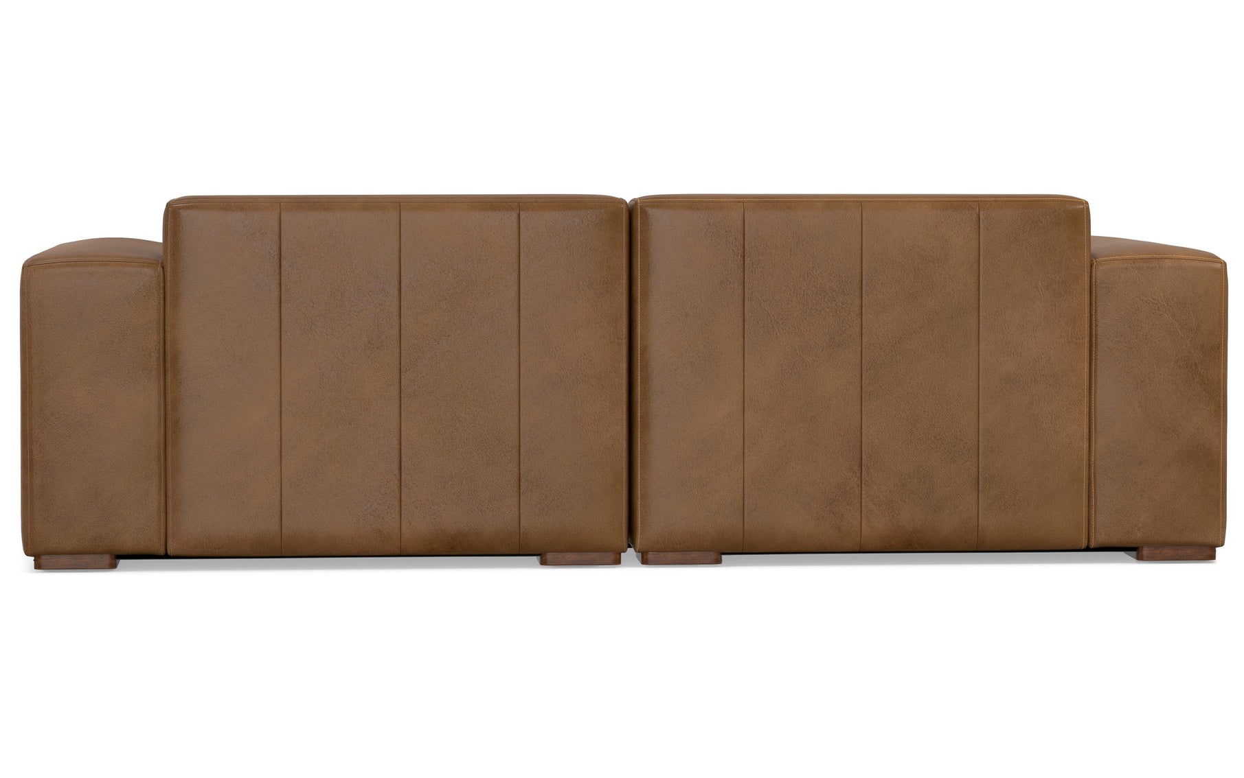 Caramel Brown Genuine Leather | Rex 2 Seater Sofa and Ottoman in Genuine Leather