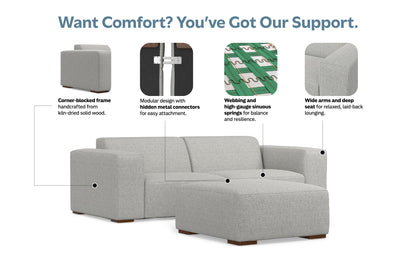 Pale Grey Performance Fabric | Rex 2 Seater Sofa and Ottoman in Performance Fabric