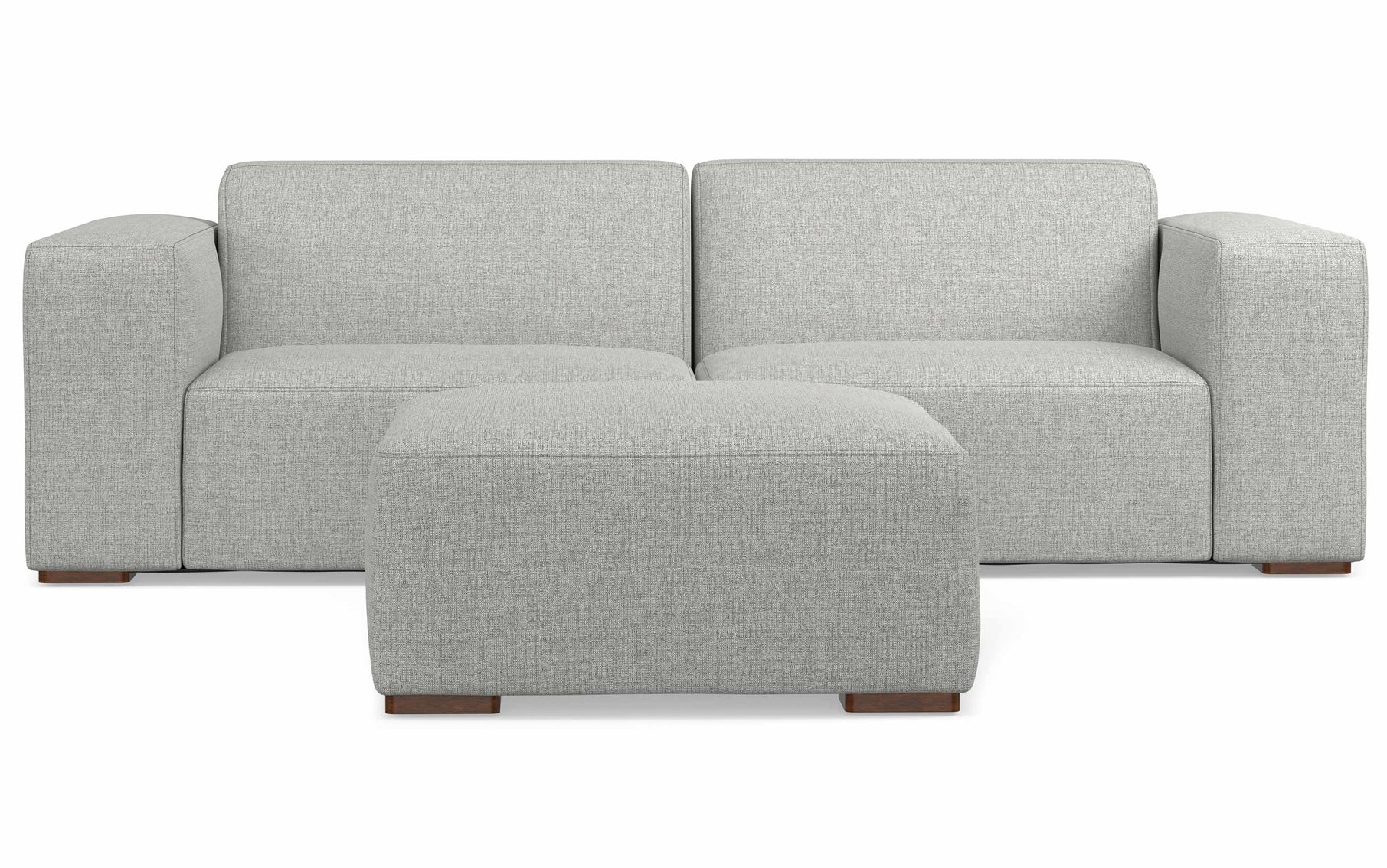 Pale Grey Performance Fabric | Rex 2 Seater Sofa and Ottoman in Performance Fabric