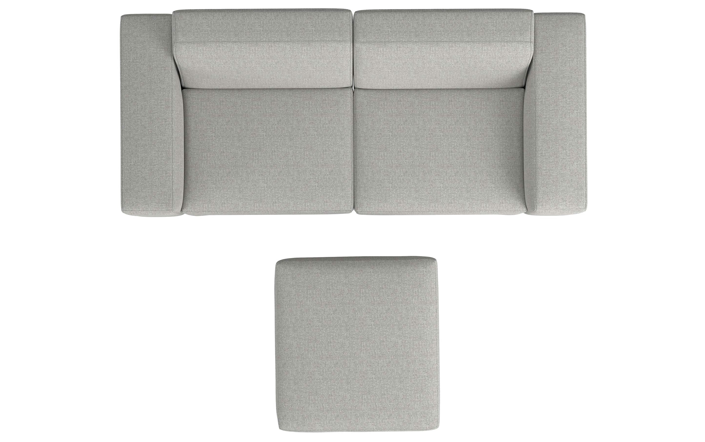 Pale Grey Performance Fabric | Rex 2 Seater Sofa and Ottoman in Performance Fabric
