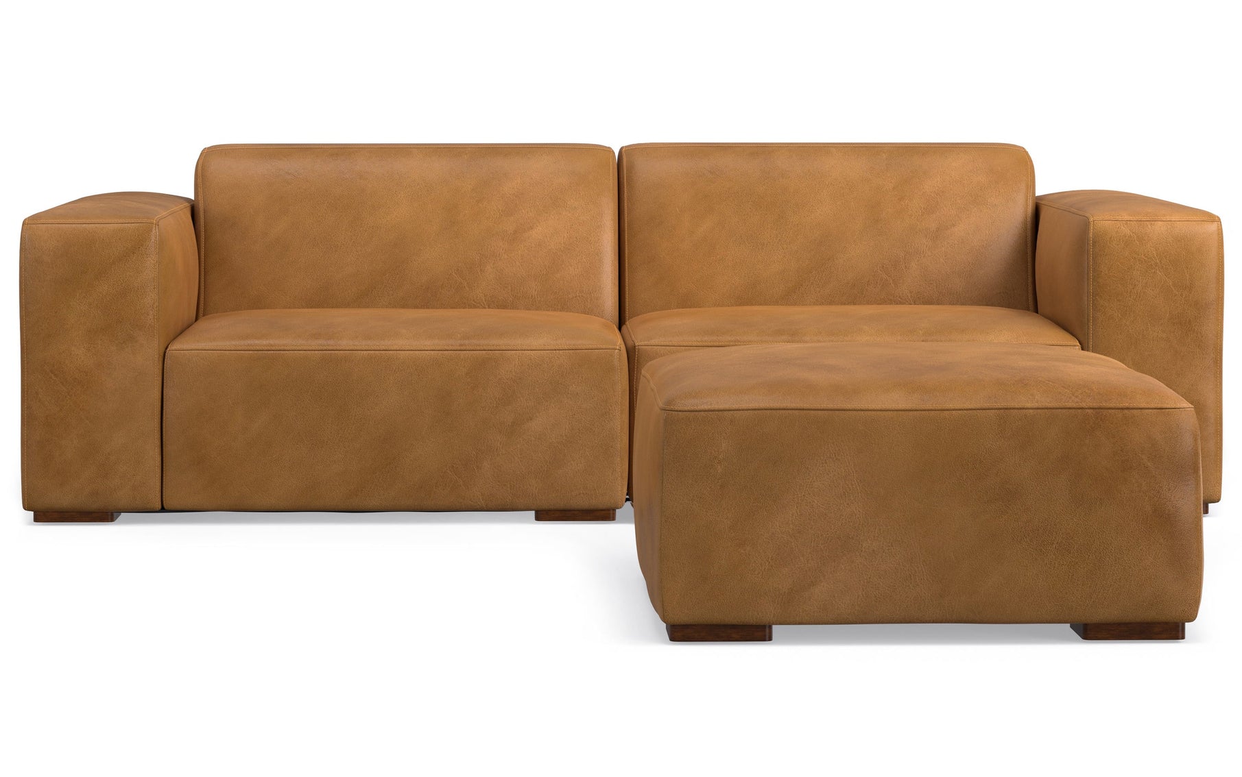 Sienna Genuine Leather | Rex 2 Seater Sofa and Ottoman in Genuine Leather