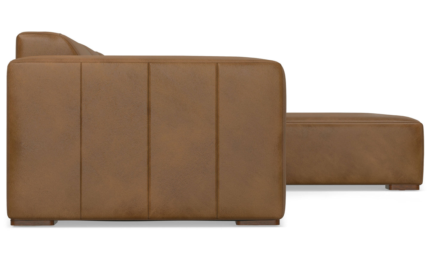 Caramel Brown Genuine Leather | Rex 2 Seater Sofa and Right Chaise in Genuine Leather