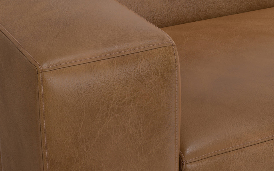 Caramel Brown Genuine Leather | Rex 2 Seater Sofa and Right Chaise in Genuine Leather