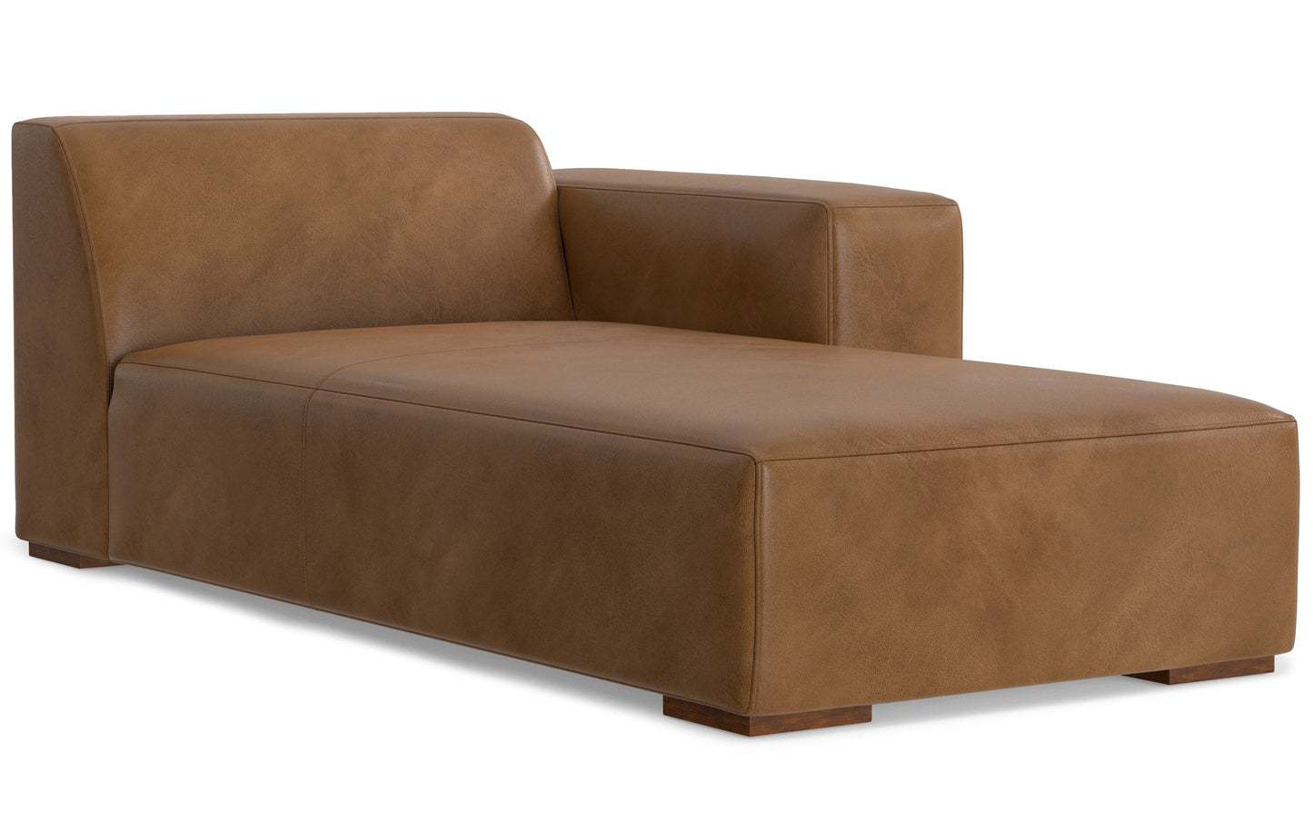 Caramel Brown Genuine Leather | Rex 2 Seater Sofa and Right Chaise in Genuine Leather